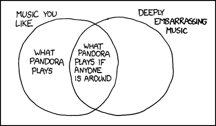 Pandora is an online music streaming application that plays music based off of what you listen to and enjoy. If someone overheard your Pandora account playing a bad song, they might assume you like bad music. Following Murphy’s Law, one could presume that Pandora would only play these bad or embarrassing songs while another person was listening.
The author created a diagram from an almost humorous observation he made while on his computer.