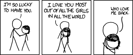 The Author is not able to commit to loving one female, as he always feels there is someone better and more attractive for him elsewhere. This condition was caused by a childhood of watching internet pornography, where men can seemingly have their fill of women, and a recently enhanced ego caused by the success of his internet web-comic.